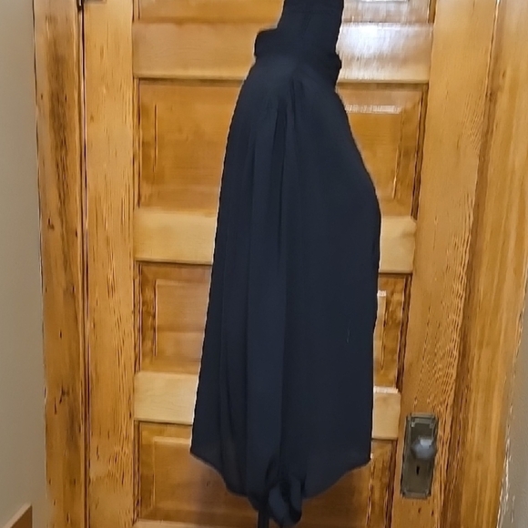 Vintage Laura Mae Timeless Black Long Sleeve Mock Collar Blouse 18 - Picture 5 of 6